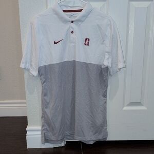 Nike Men's White and Gray Polo Stanford Polo